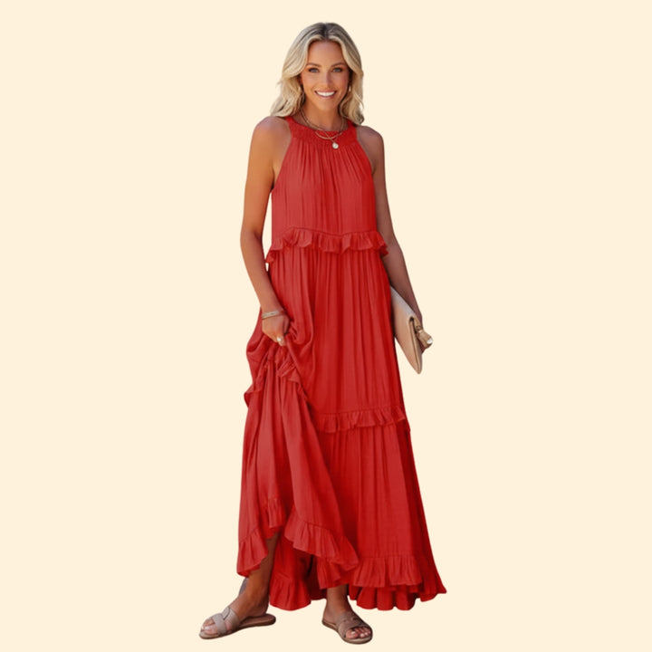 Women’s Sleeveless Maxi Dress Ruffles
