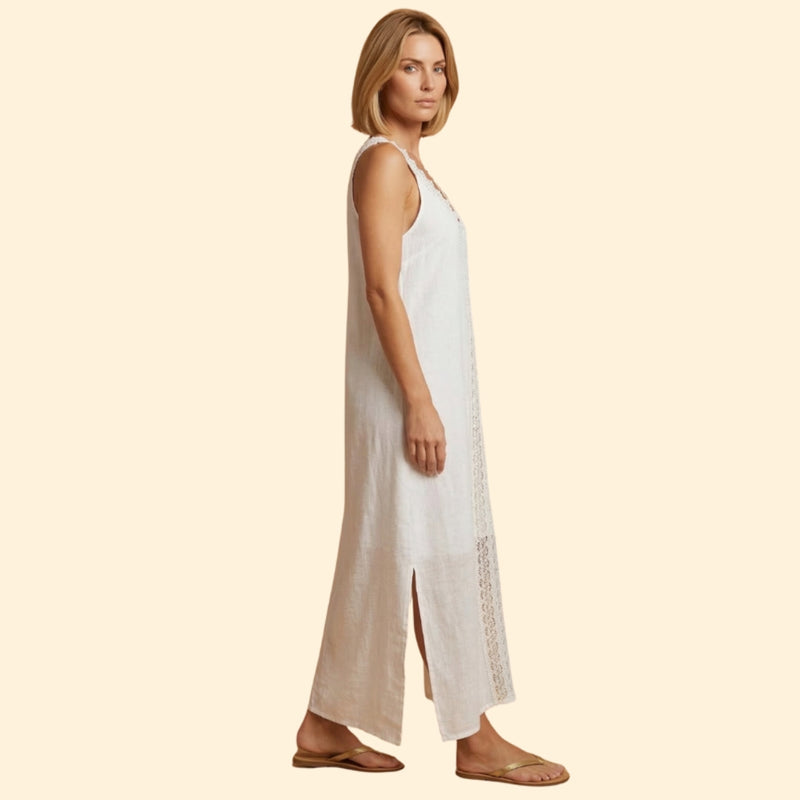 Women’s Sleeveless Maxi Dress with Lace Panel