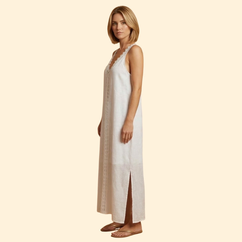 Women’s Sleeveless Maxi Dress with Lace Panel