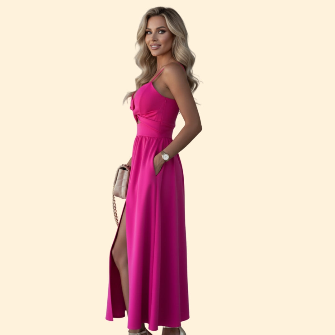 Women’s Sleeveless Midi Dress Front Slit