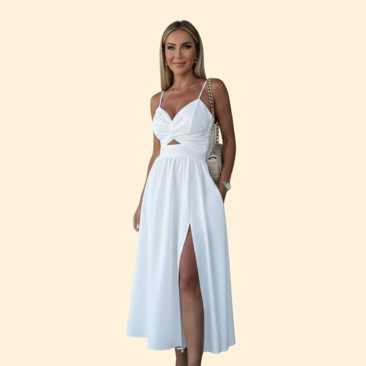 Women’s Sleeveless Midi Dress Front Slit