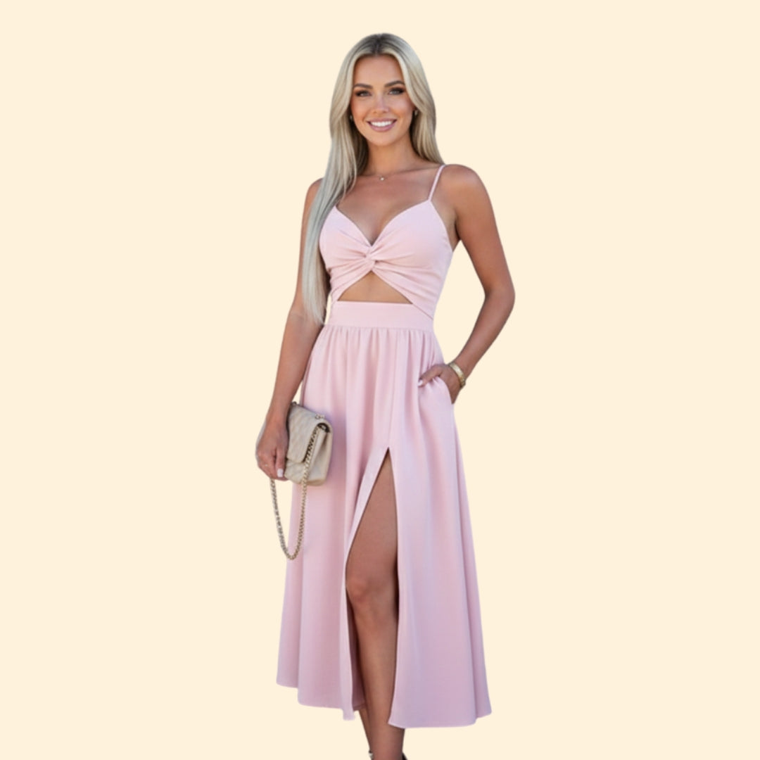 Women’s Sleeveless Midi Dress Front Slit