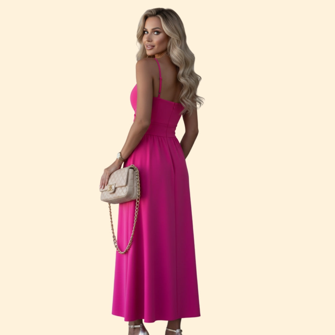 Women’s Sleeveless Midi Dress Front Slit
