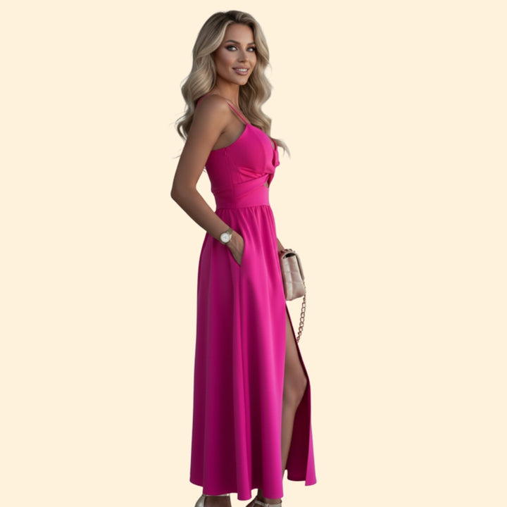 Women’s Sleeveless Midi Dress Front Slit