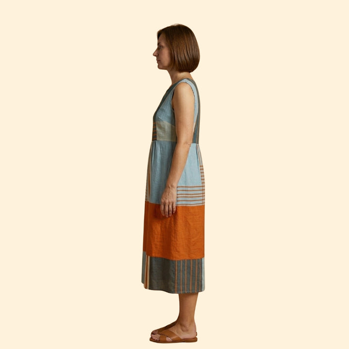 Women's Sleeveless Midi Dress Pockets