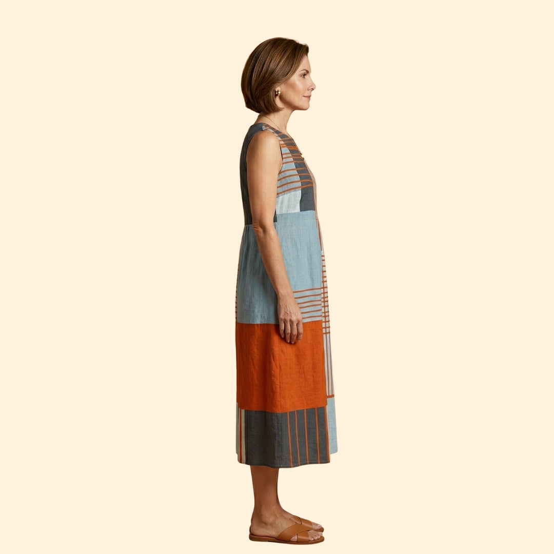 Women's Sleeveless Midi Dress Pockets