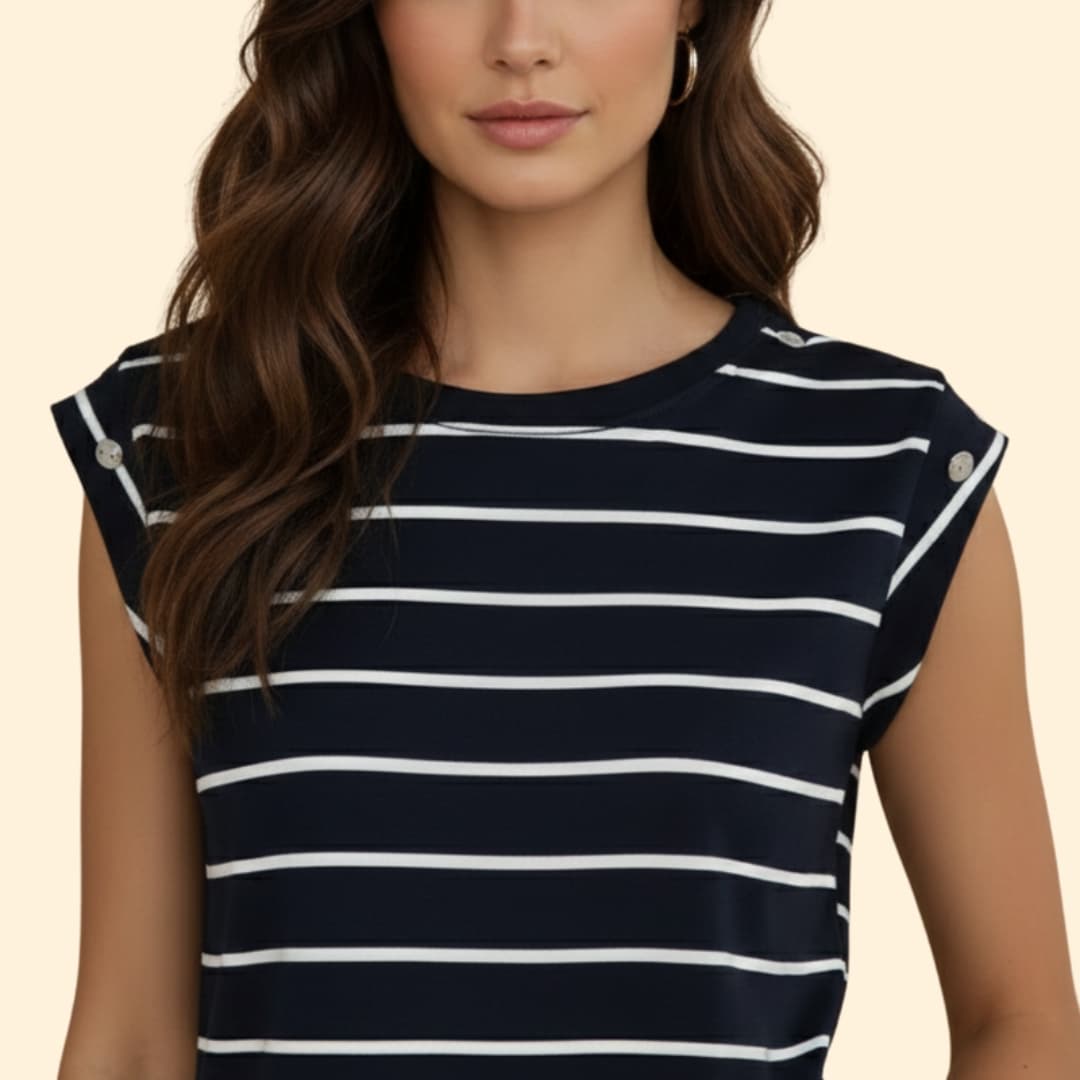Women’s Sleeveless T-shirt with Horizontal Stripes
