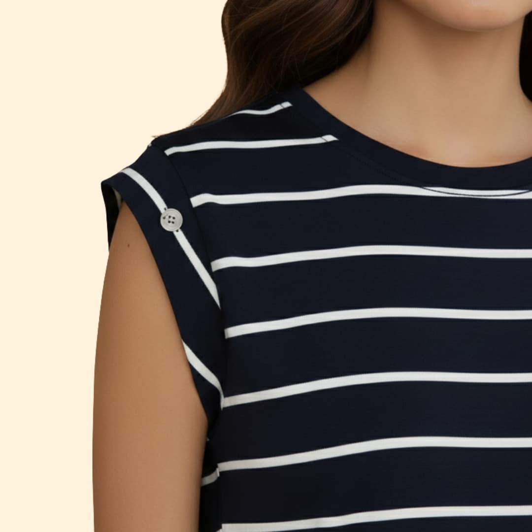 Women’s Sleeveless T-shirt with Horizontal Stripes