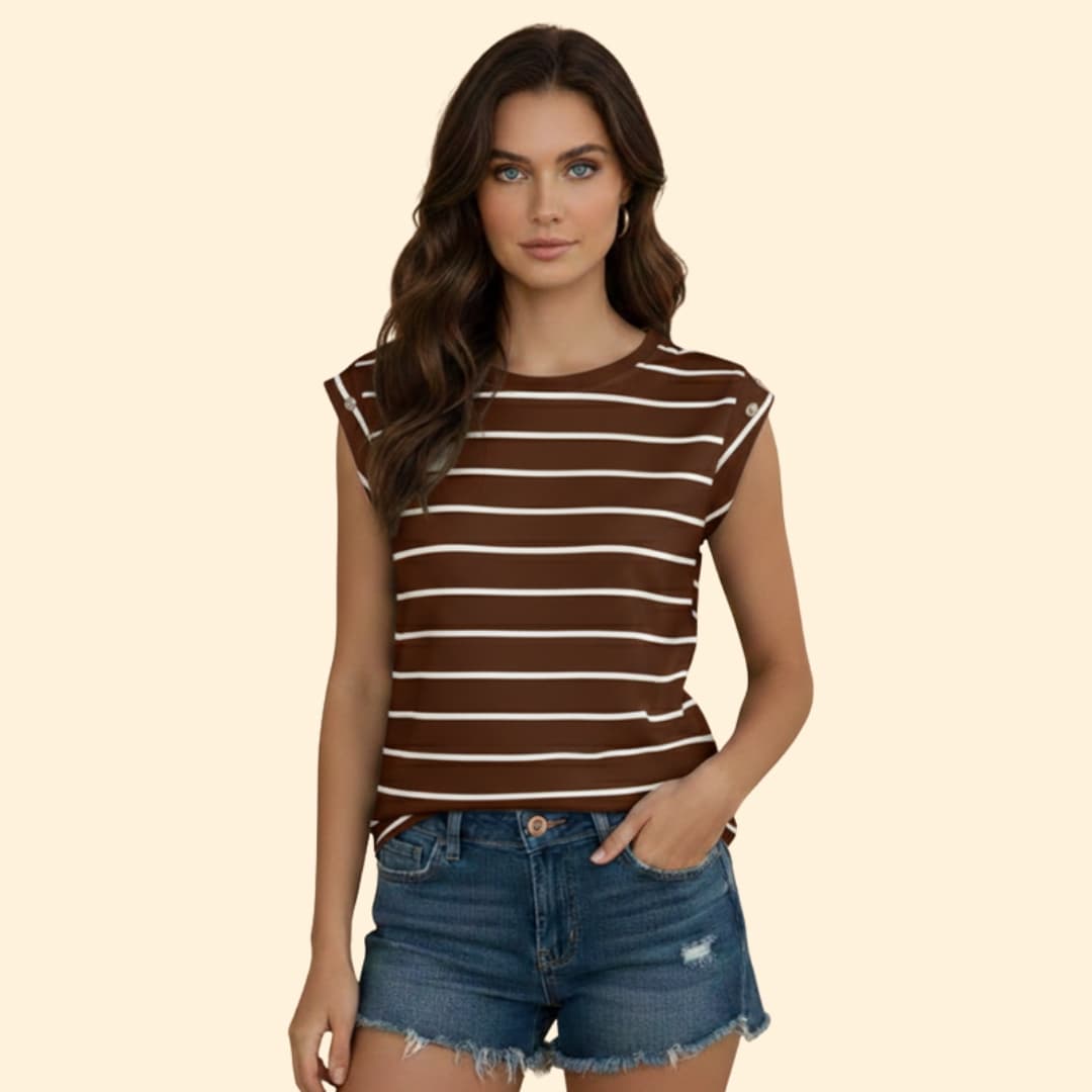 Women’s Sleeveless T-shirt with Horizontal Stripes