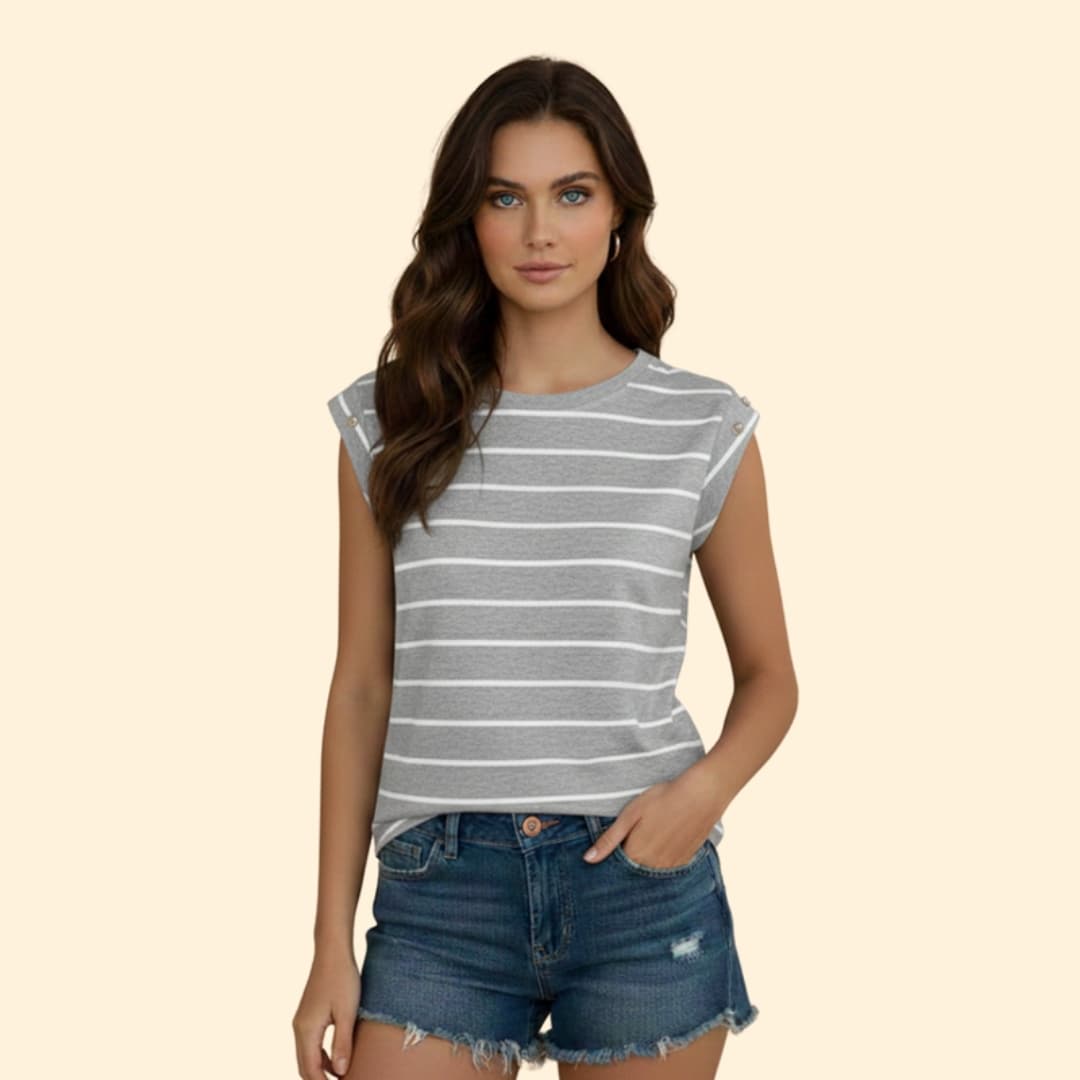 Women’s Sleeveless T-shirt with Horizontal Stripes