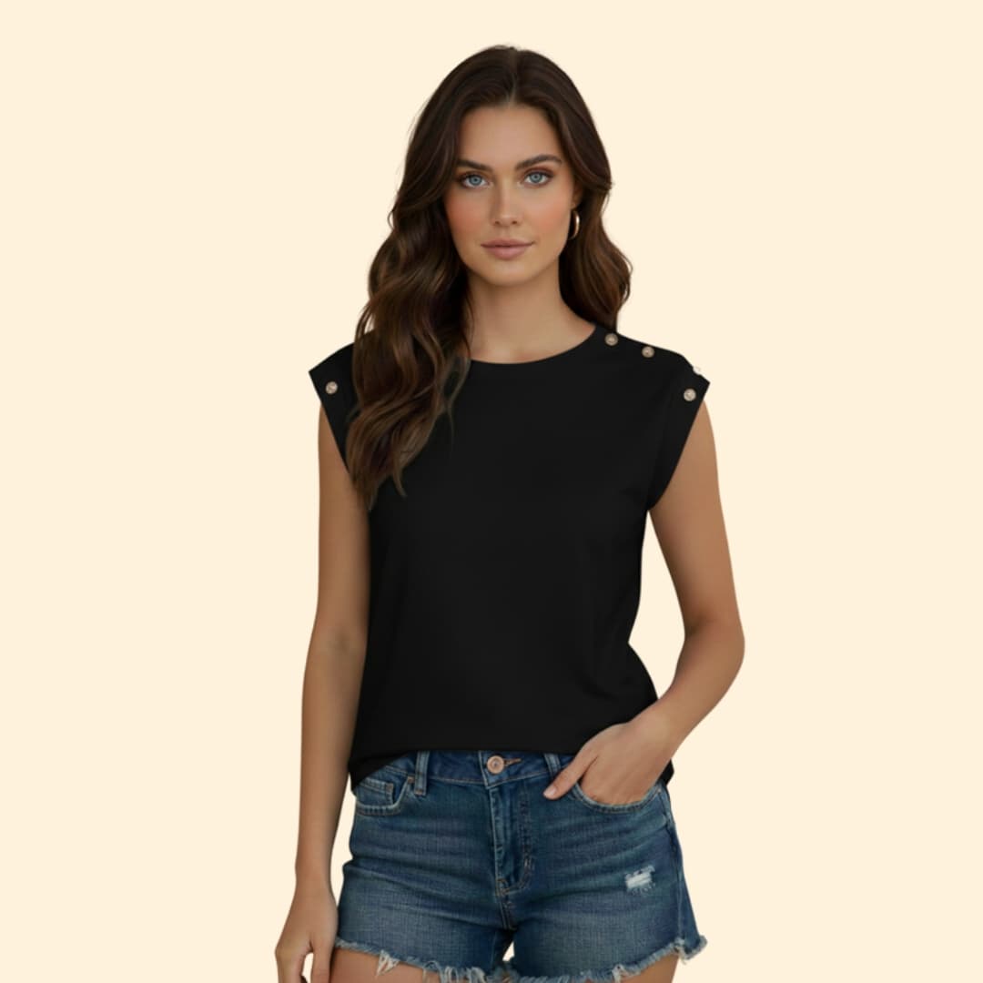 Women’s Sleeveless T-shirt with Horizontal Stripes