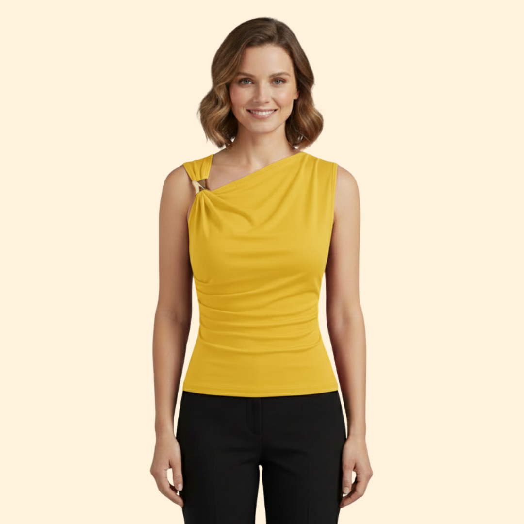 Women’s Sleeveless Top with Asymmetrical Neckline