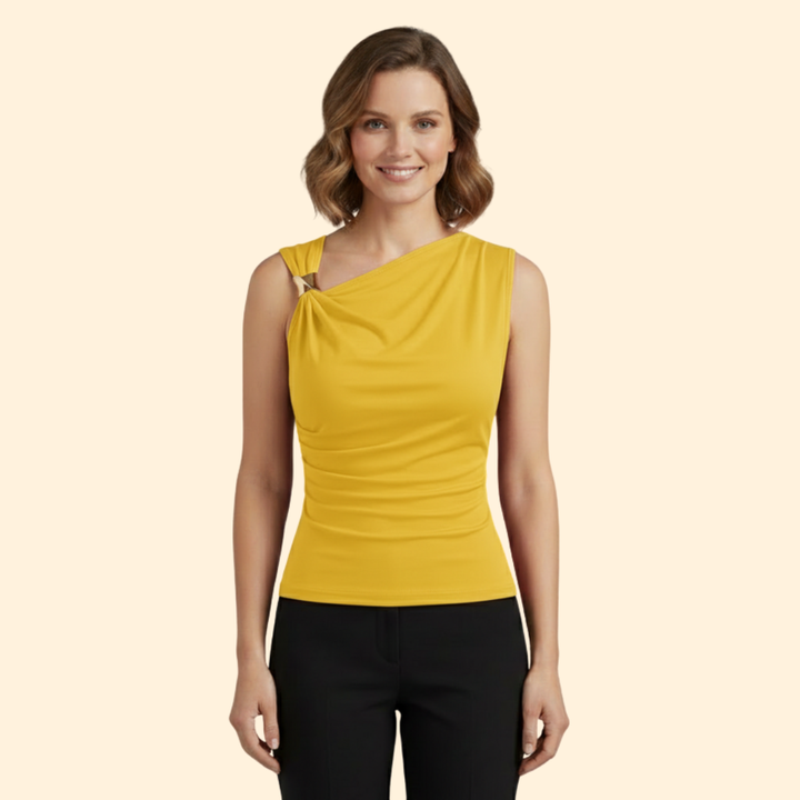 Women’s Sleeveless Top with Asymmetrical Neckline