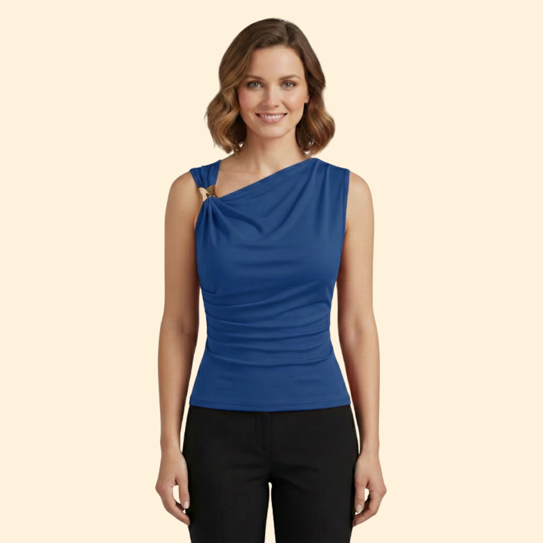 Women’s Sleeveless Top with Asymmetrical Neckline