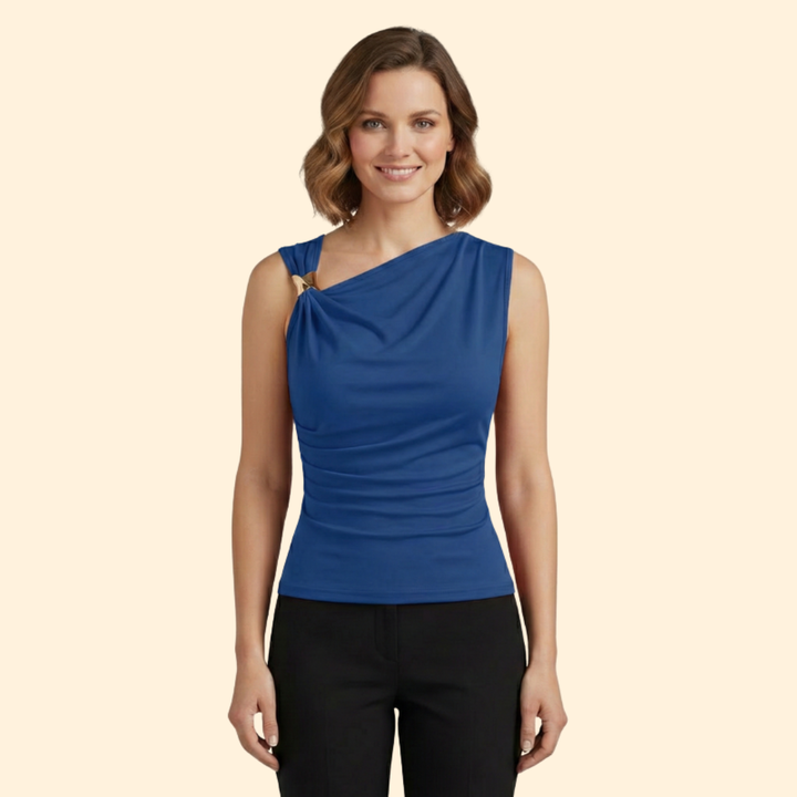 Women’s Sleeveless Top with Asymmetrical Neckline