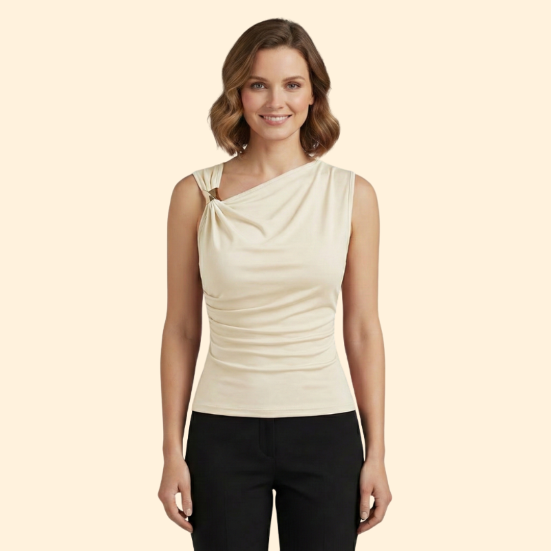 Women’s Sleeveless Top with Asymmetrical Neckline
