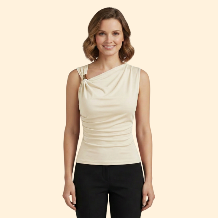 Women’s Sleeveless Top with Asymmetrical Neckline