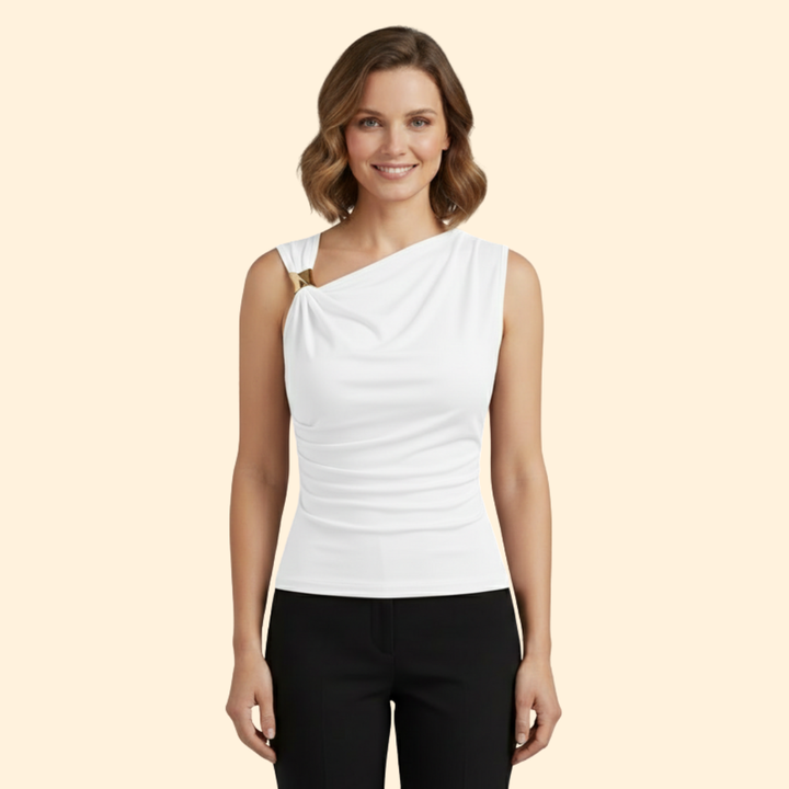 Women’s Sleeveless Top with Asymmetrical Neckline