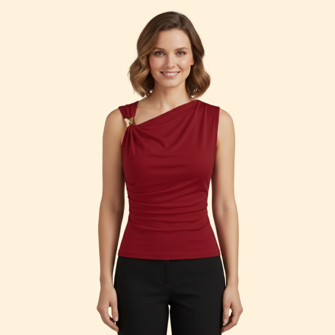 Women’s Sleeveless Top with Asymmetrical Neckline