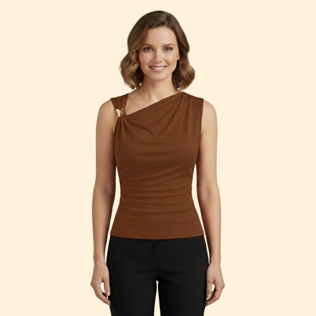 Women’s Sleeveless Top with Asymmetrical Neckline