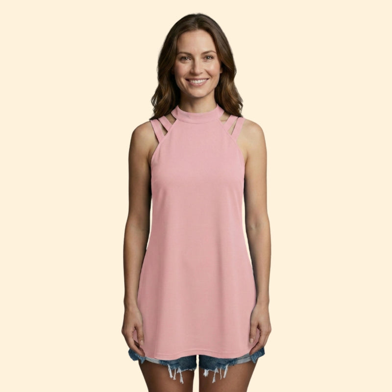 Women's Sleeveless Top with Cut-Out Straps