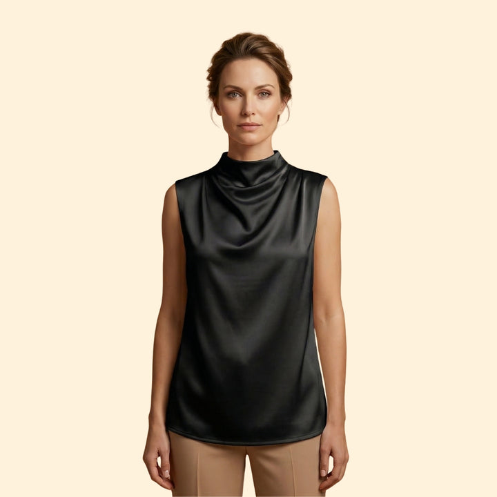 Women's Sleeveless Top with Draped Front