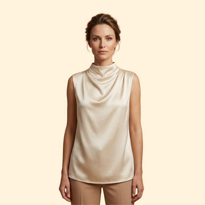 Women's Sleeveless Top with Draped Front