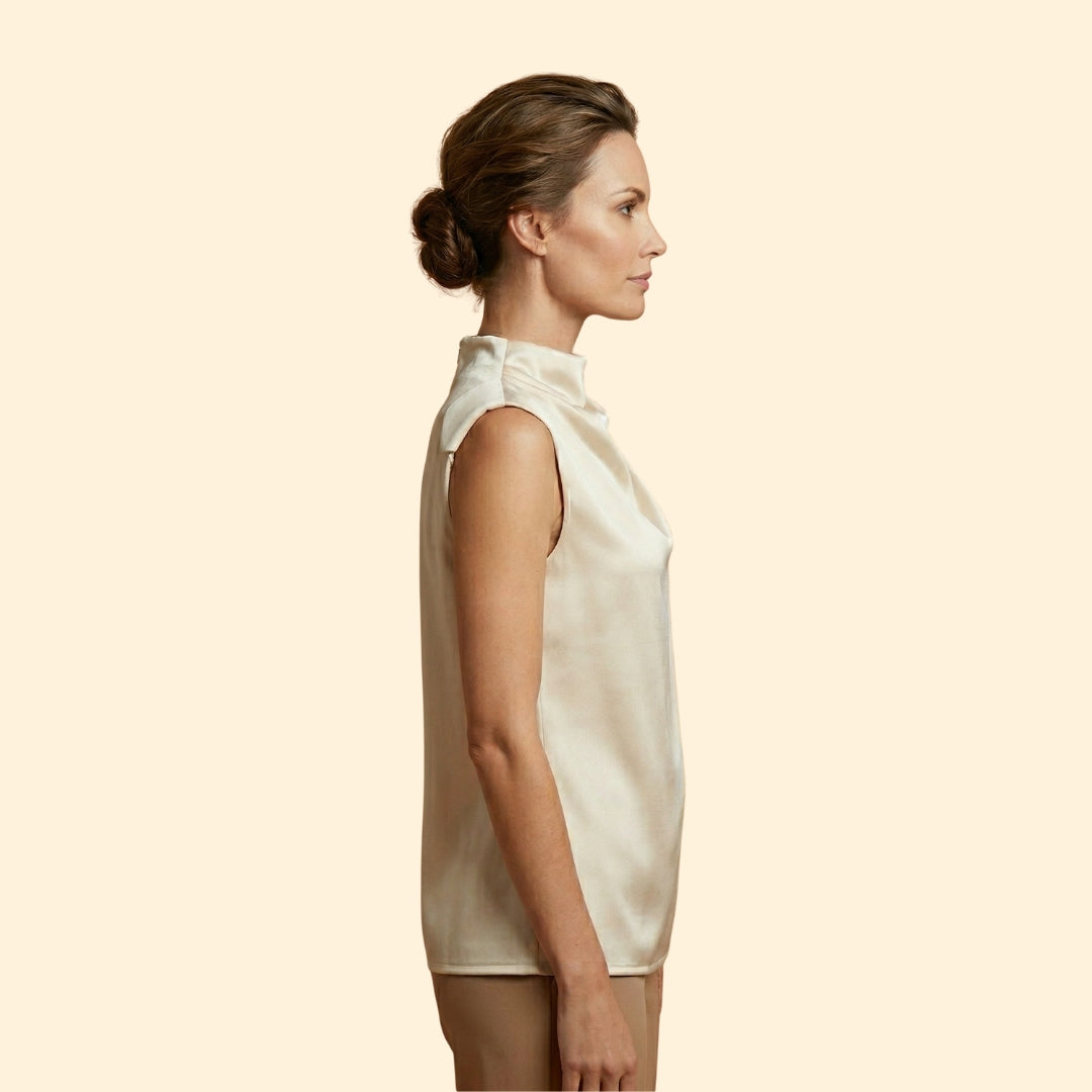 Women's Sleeveless Top with Draped Front
