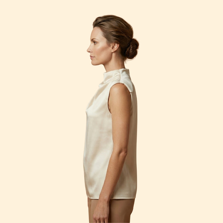 Women's Sleeveless Top with Draped Front