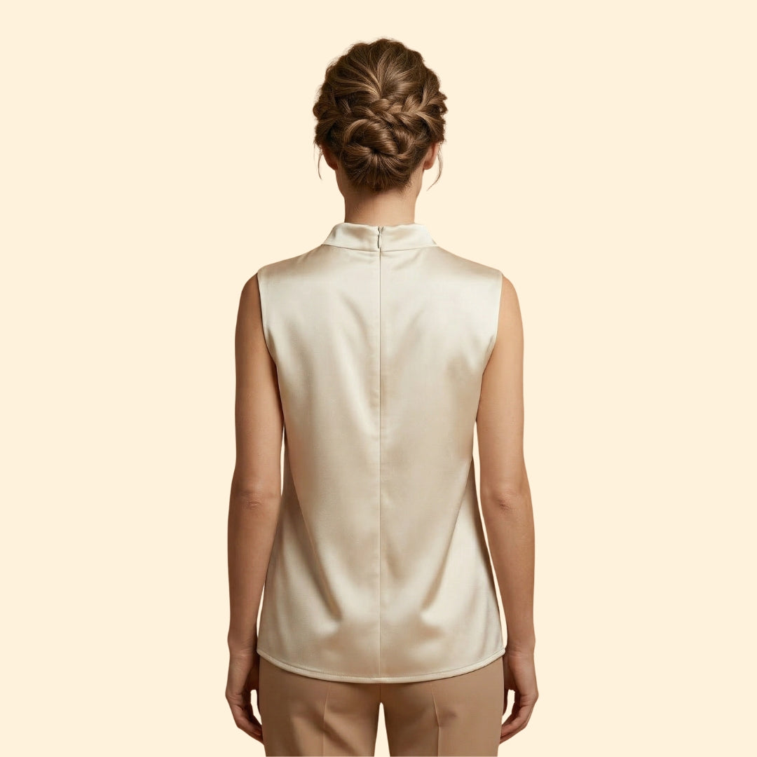 Women's Sleeveless Top with Draped Front