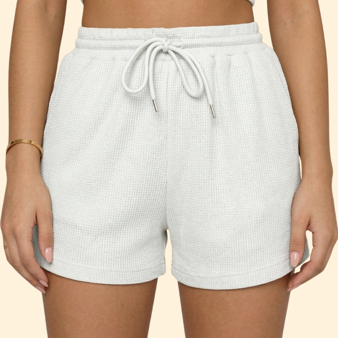 Women’s Sleeveless Top with High Neck and Elastic Shorts