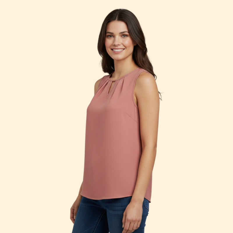 Women’s Sleeveless Top with Keyhole Neckline