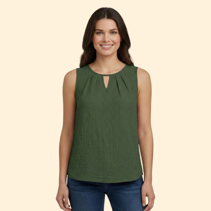Women’s Sleeveless Top with Keyhole Neckline