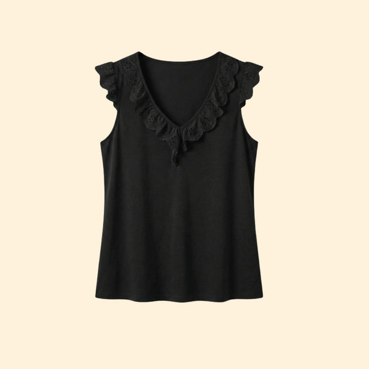 Women’s Sleeveless Top with Lace Frill Detail