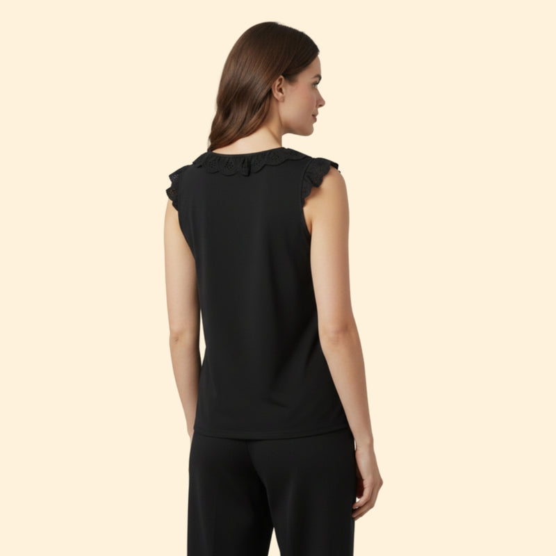 Women’s Sleeveless Top with Lace Frill Detail