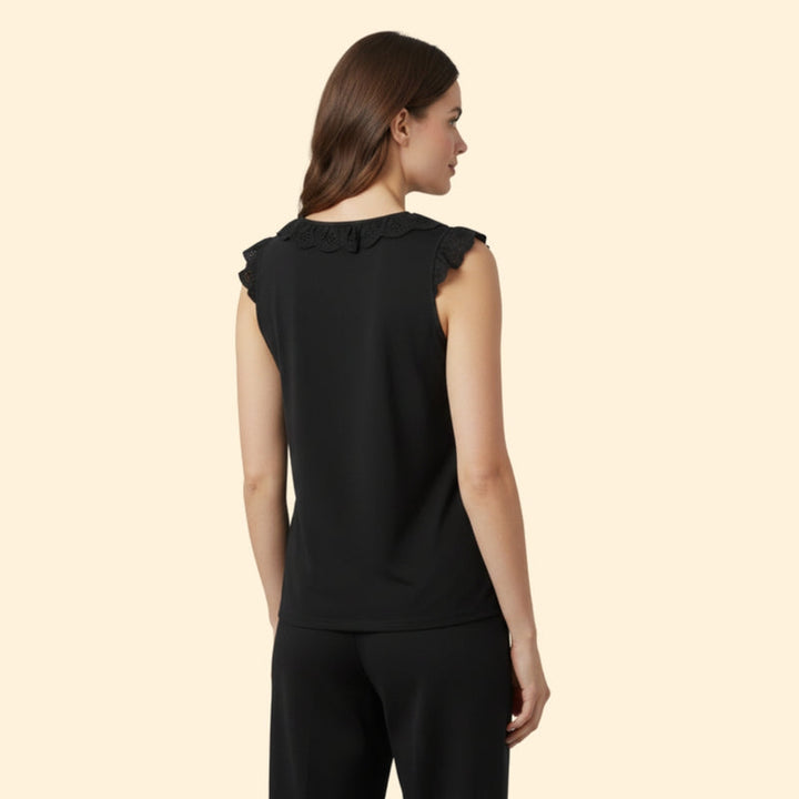 Women’s Sleeveless Top with Lace Frill Detail
