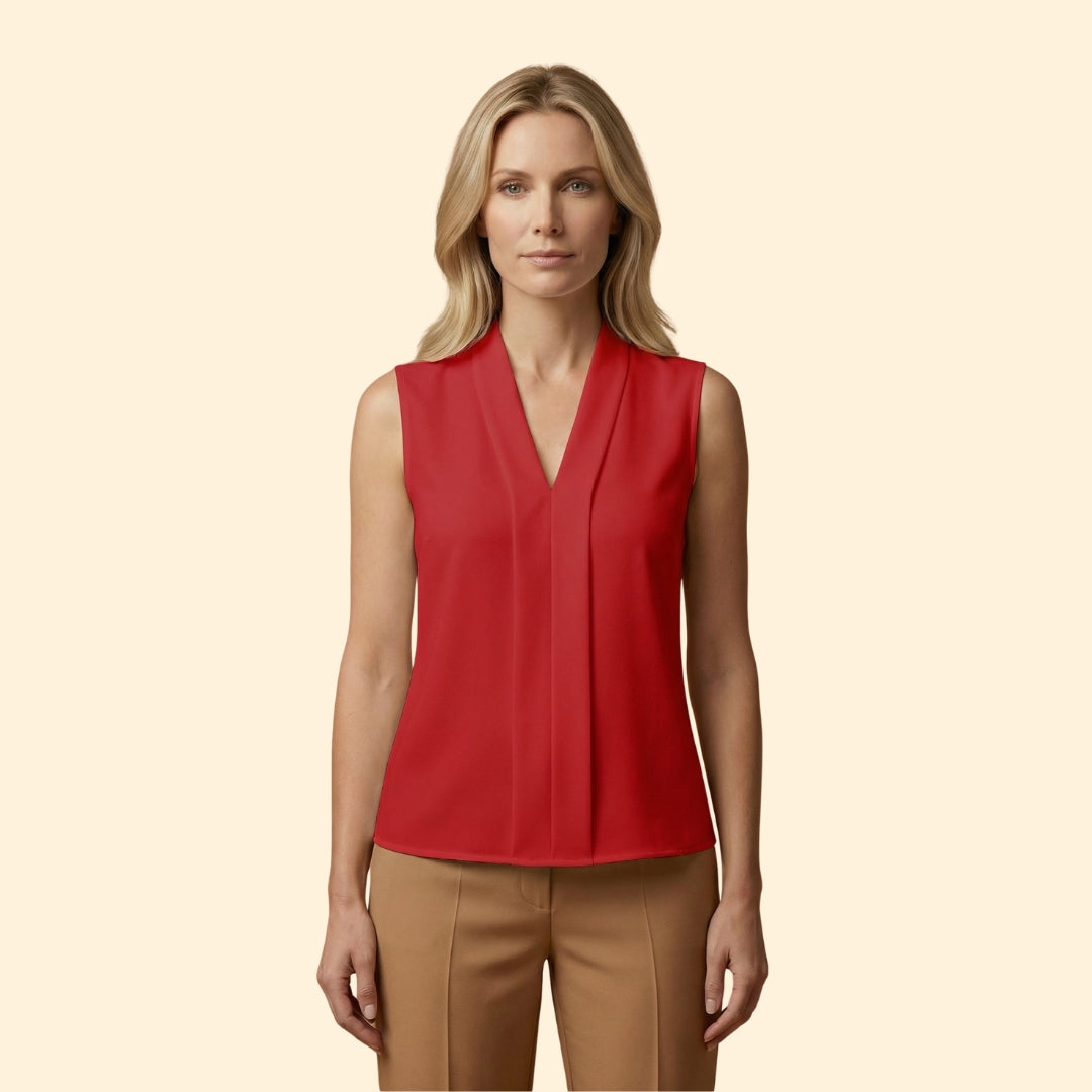 Women’s Sleeveless Top with Pleated Front