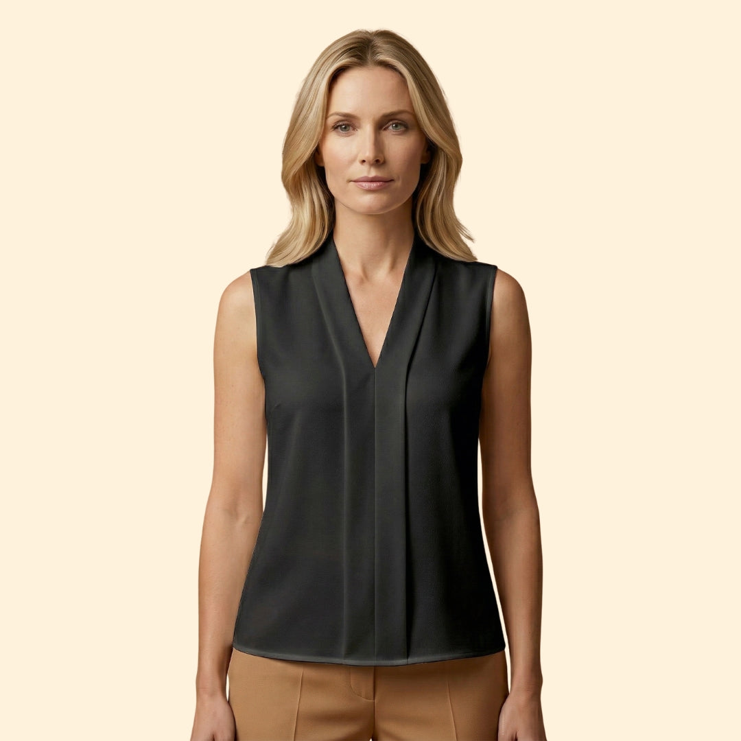 Women’s Sleeveless Top with Pleated Front