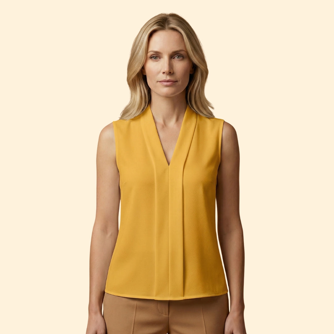 Women’s Sleeveless Top with Pleated Front