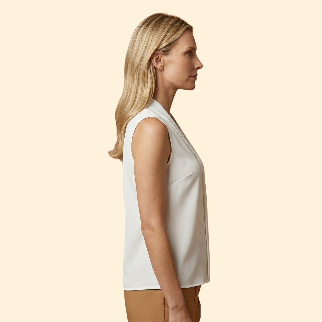 Women’s Sleeveless Top with Pleated Front