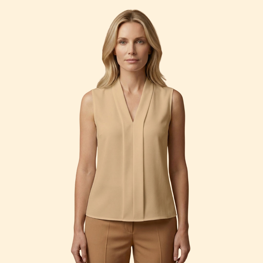 Women’s Sleeveless Top with Pleated Front