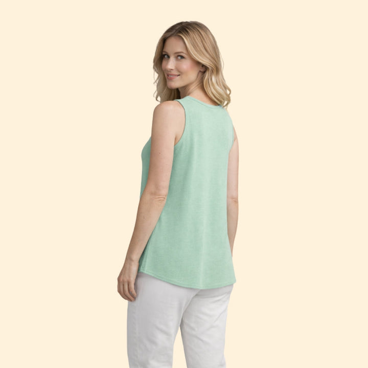 Women’s Sleeveless Top with Pleated Keyhole Neckline