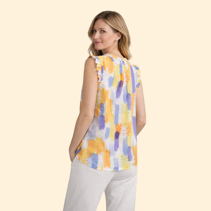 Women’s Sleeveless Top with Pleated Neckline
