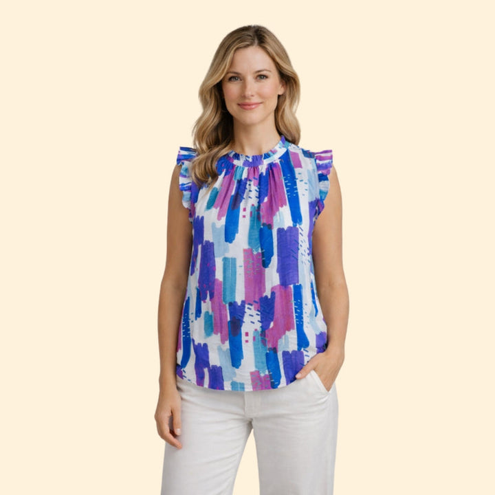 Women’s Sleeveless Top with Pleated Neckline