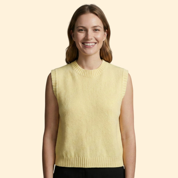 Women's Sleeveless Top with Ribbed Knit Design