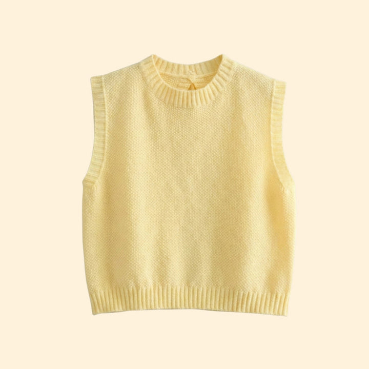 Women's Sleeveless Top with Ribbed Knit Design