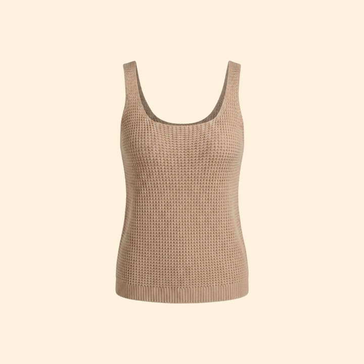 Women’s Sleeveless Top with Ribbed Knit Texture
