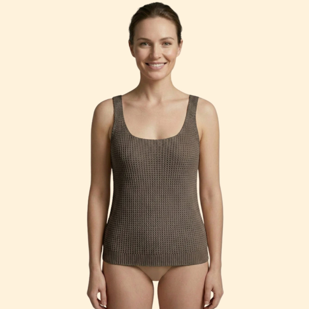 Women’s Sleeveless Top with Ribbed Knit Texture