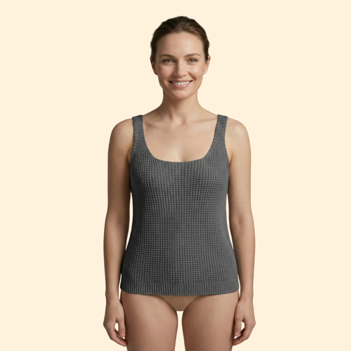 Women’s Sleeveless Top with Ribbed Knit Texture