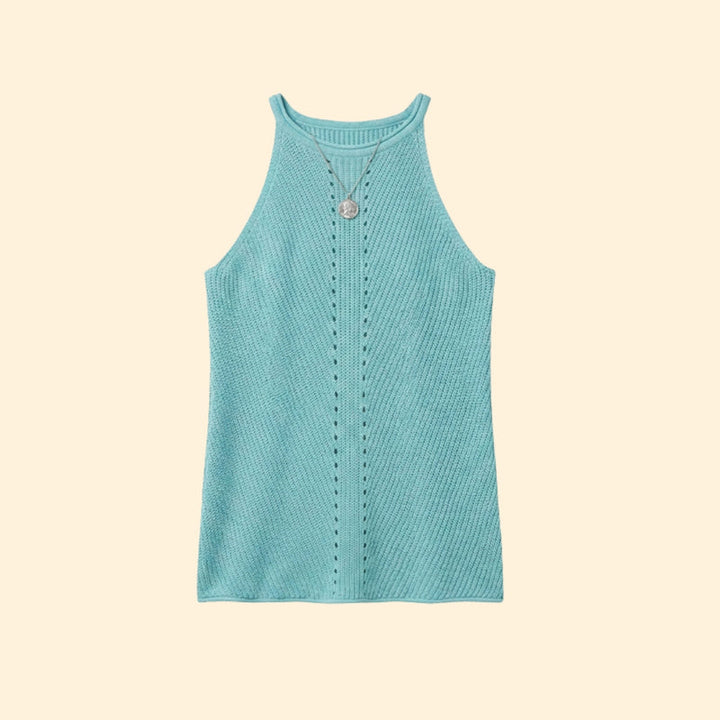 Women's Sleeveless Top with Ribbed Texture